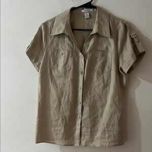 Richard Malcolm Beige Short Sleeve Button-Up Shirt size L